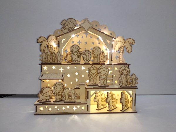 Композиция "Рождество Иисуса" со светодиодной подсветкой из фанеры купить Минск